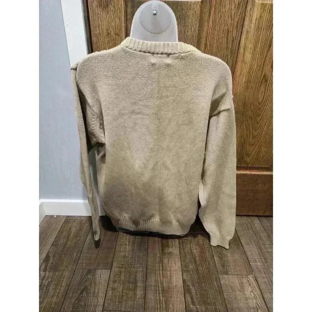 VTG Haggar Cotton Knit Pullover Sweater Mens Size XL Beige Navy Blue White - Picture 3 of 7